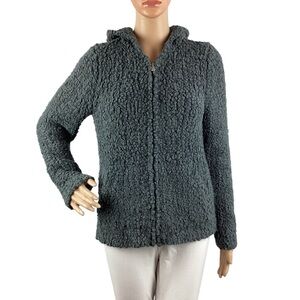 Barefoot Dreams CozyChic Zip-Up Hoodie XS Dark Gray Plush Full Zip Hooded Jacket